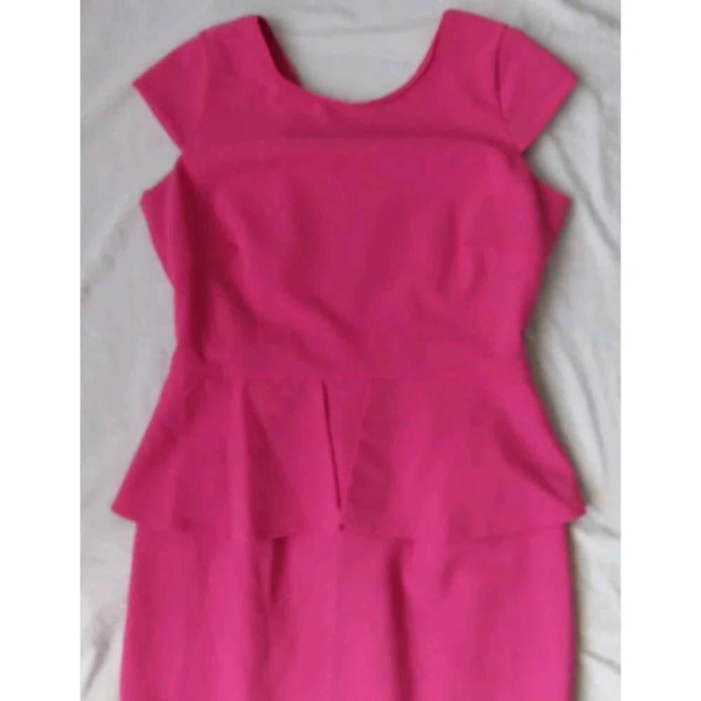 Worthington Pink Peplum Dress Pink Sleeveless Barbie Womens Size 6P - Picture 2 of 9